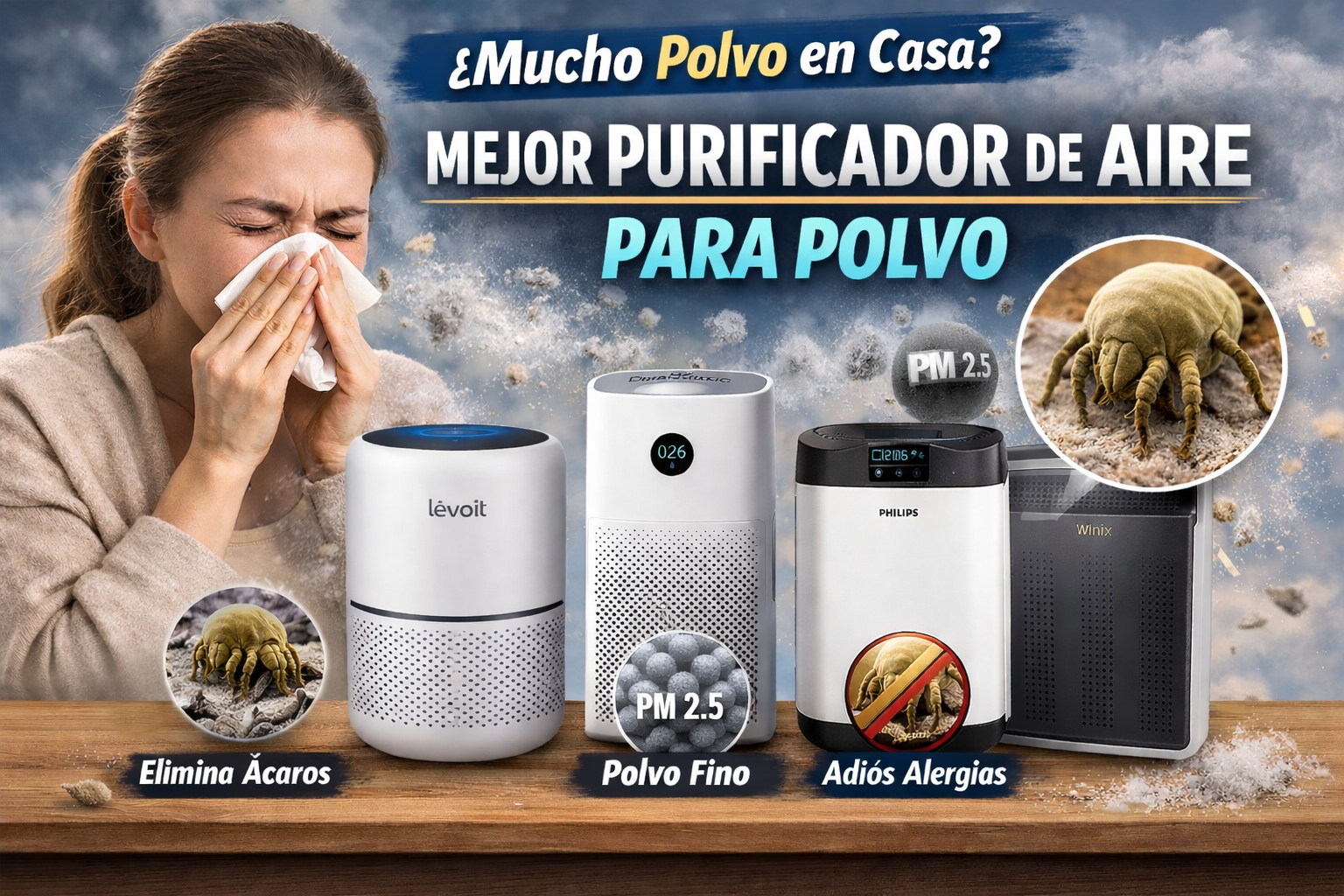 🥇Mejor Purificador de Aire para Polvo en 2026 (Elimina Ácaros y Polvo Fino)
