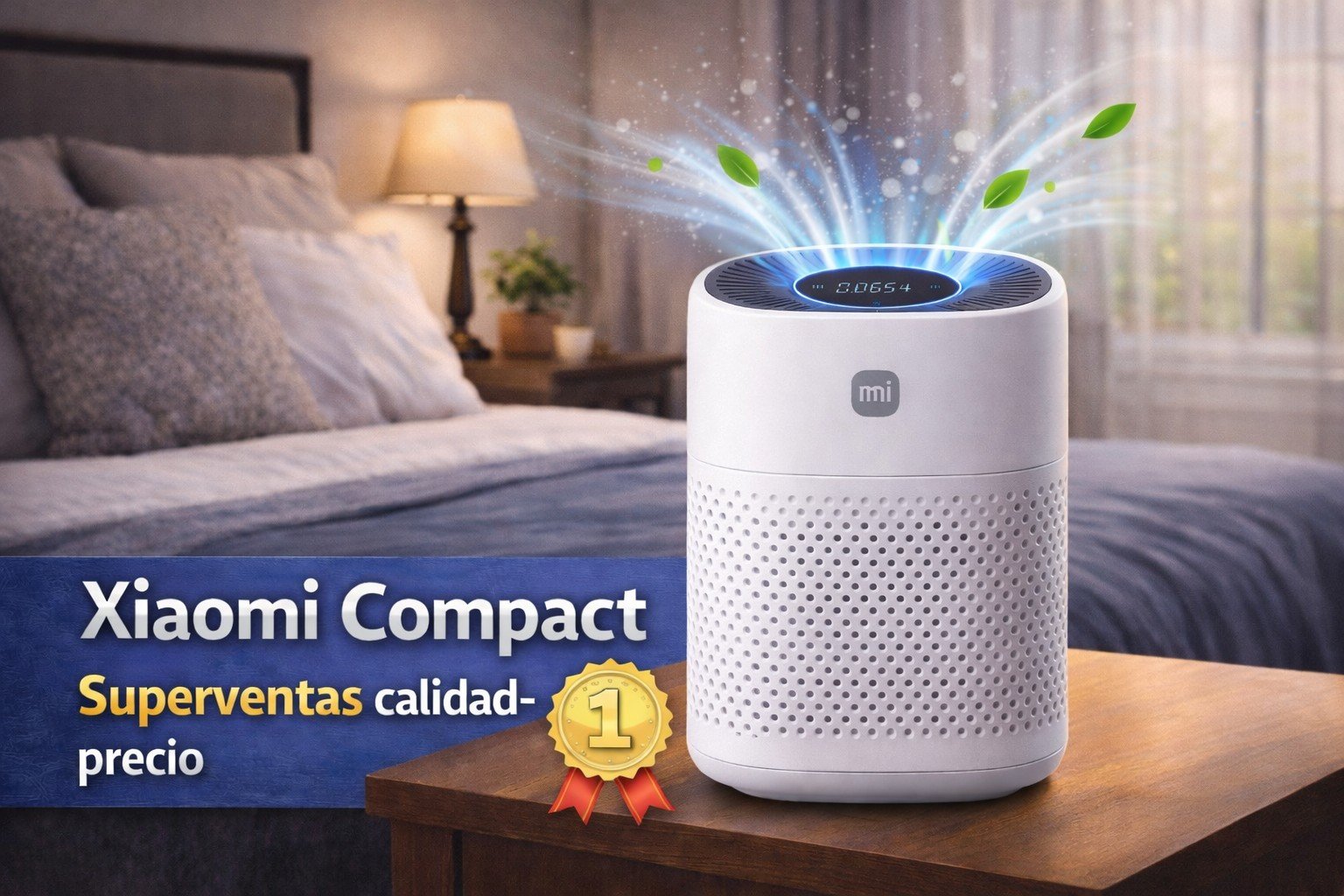 Xiaomi Compact purificador de aire para habitación pequeña con diseño moderno eliminando polvo y mejorando la calidad del aire
