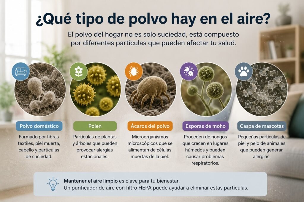 Qué tipo de polvo hay en el aire, descubre el mejor purificador de aire para polvo.