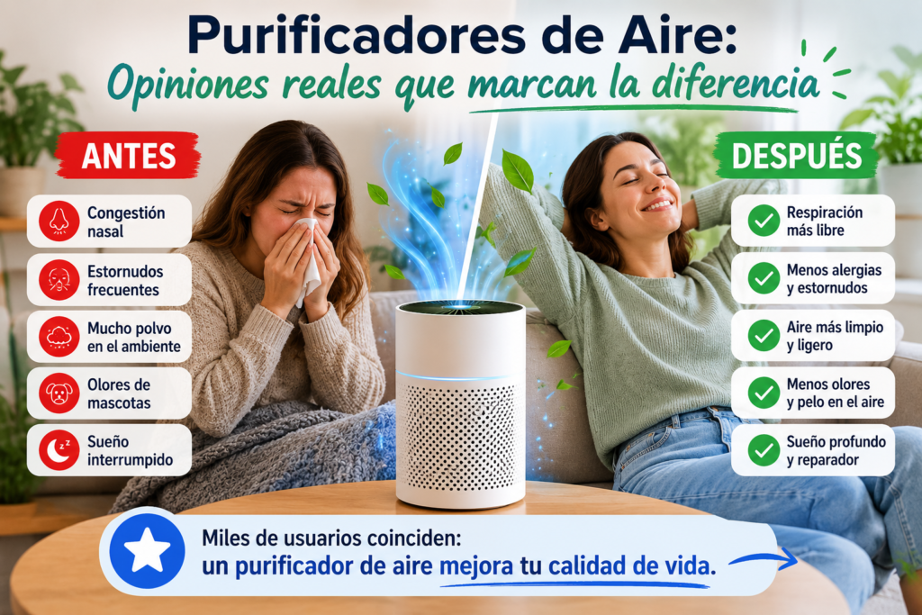 Cómo elegir el mejor purificador de aire según opiniones de usuarios y consejos sobre filtros HEPA, ruido y cobertura