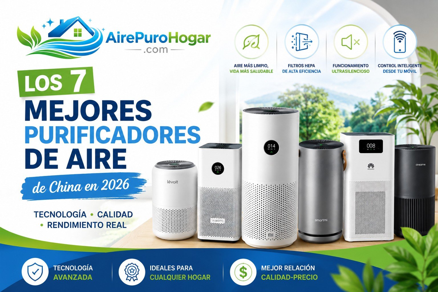 Los 7 mejores purificadores de aire de China en 2026 con tecnología HEPA inteligente para mejorar la calidad del aire en el hogar.