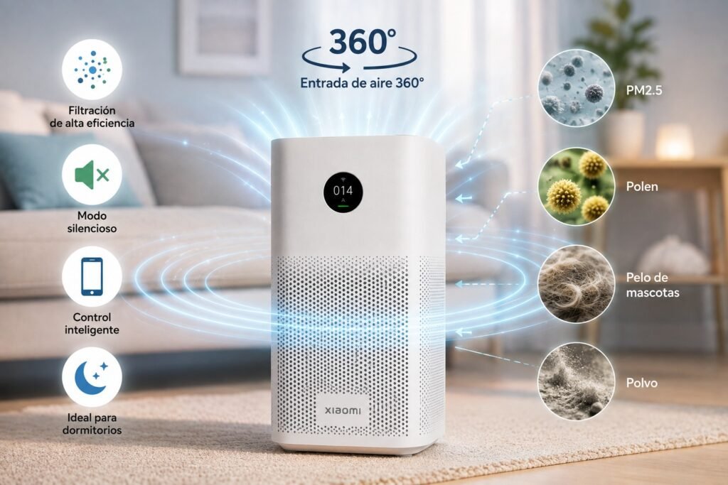 Xiaomi Mi Air Purifier 4 Compact con filtración de alta eficiencia y entrada de aire 360 grados